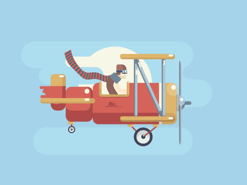 Ready to Fly animation blue cloud dream flight gif illustration pilot plane sky wind wings