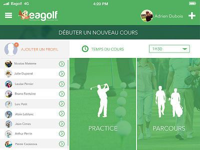 Eagolf App - Choice of training app design golf app uiux