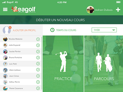 Eagolf App - Choice of training