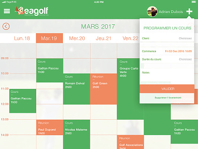 Eagolf App - Diary app design golf app uiux