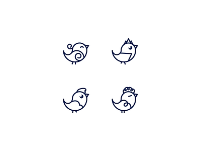 4 Kind of Birds animal logo bird logo chicken logo chicks cute fun hairstyles icon design line logo logo design logo designer logo inspiration logo set logomark logos personality playful simple