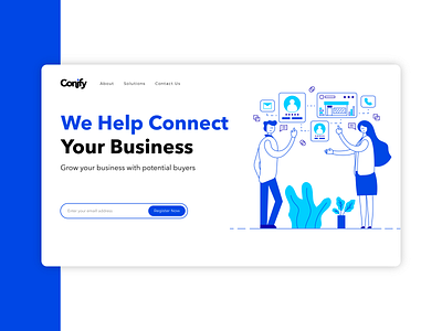 Conify - Business Consulting Website business chat connection consulting conversations creative discussions flat design header design header illustration landing page line art line illustration people service speech bubbles talking vector art web design website