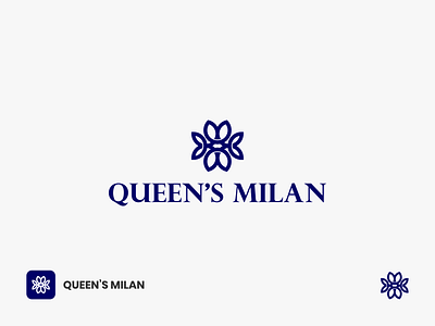Queen's Milan Logo classic logo decorative decorative art elegant logo feminine floral design floral logo flowers jewellery jewelry jewels leaves line logo lineart luxury logo nature ornament rich store womens