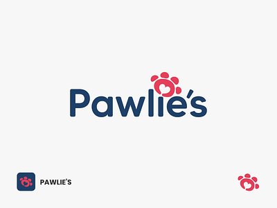 Pawlie's Logo animal caring cleaning combination mark dog dog lover footprints heart logo design logomark love passion paw pet care pets playful product puppies shampoo trail