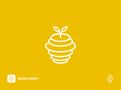 Grow Honey Logo creative food grow healthy honey logo honeycomb icon design leaves line art line logo logo design logomark natural nature rich sweet symbol taste wealth yellow