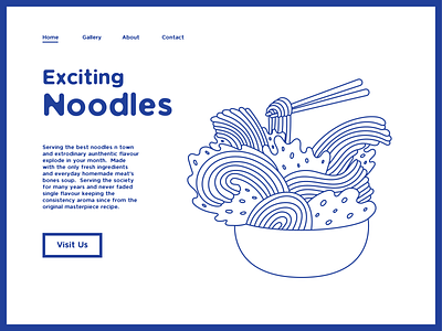 Exciting Noodles Website Page 2d creative design exciting food fun illustration inspiration line art noodles playful ui ux design vector website website concept