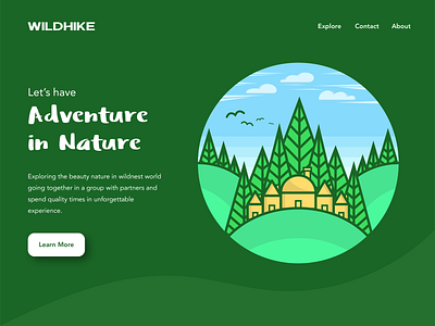 Let's have Adventure in Nature 2d adventure creative design graphic design green house illustration nature trees ui ui design uiuxdesign userinterfacedesign vector website concept website interface websitedesign