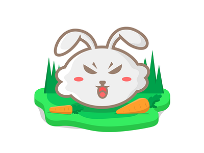 Puff Bunny 2d animal bunny carrot creative cute design evil evil eye fun illustration inspiration nature pet playful puffy rabbit vector vegetables