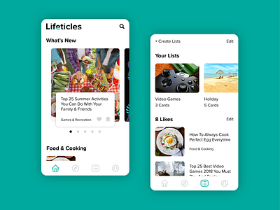 Lifeticles Mobile Design android application articles clean design feed interface light mode listicles listing mobile mobile app mobile design post reading app simple design uidesign uiux white white space wordmark logo