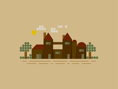 Earthy House 2d barn circles earth environment flatdesign grids house illustration living old retro shapes simpledesign squares tree vector woods
