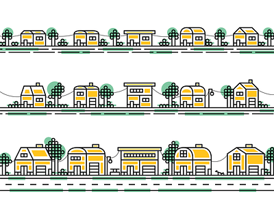 The Yellow Neighborhood creative fun house house design house icon house illustration house logo illustration line icons line illustration lineart neighborhood neighbors playful vector yellow