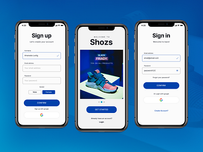 Shozs App Sign Up Page