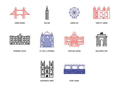 London Icons country drawing europe icon illustration illustrator landmark london risd simple symbol