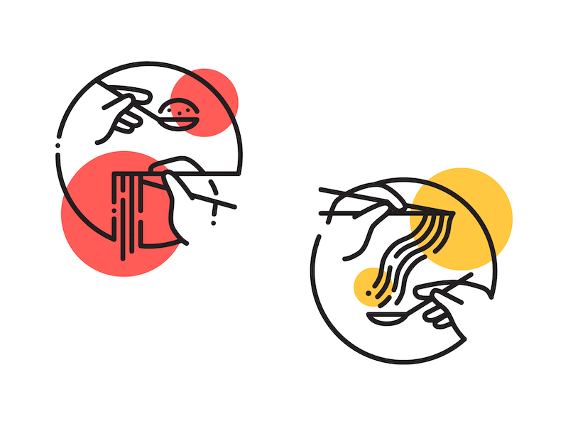 Illustrative Logos noodles eat food symbol brand illustration lineart line design logo unused
