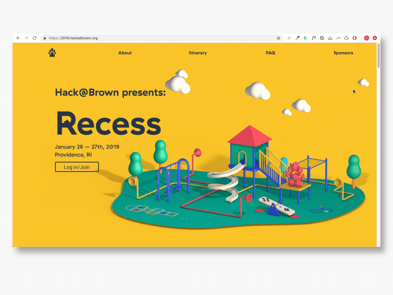 Hack@Brown 2019: Recess! 3d c4d code create gif hack hackathon learning student