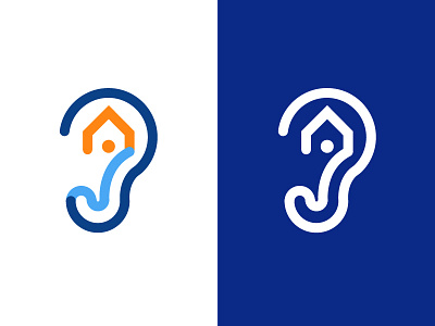 Hearing aid logo. branding bx ci graphic logo
