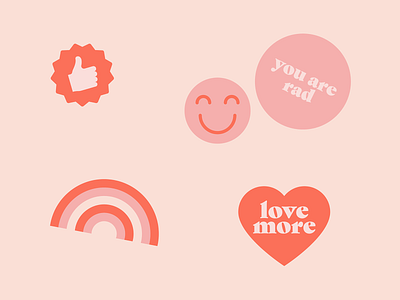 Positivity Stickeeeers brand love pink positivity rainbow stickers thumbs up type