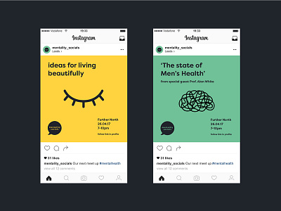 Mentality Socials Events brand colour design events instagram layout leeds mental health social media