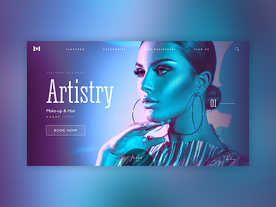 Urban Moguls homepage slider business fashion gradients hair interaction design makeup networking promotion ui ux woman