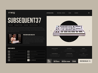 Moog Product Page Concept concept dark design e commerce moog product synthesizer ui web