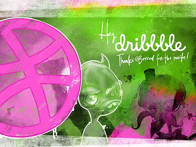 Hey dribbbble! debut graffiti handmade ipad low pressure painting pig boy procreate