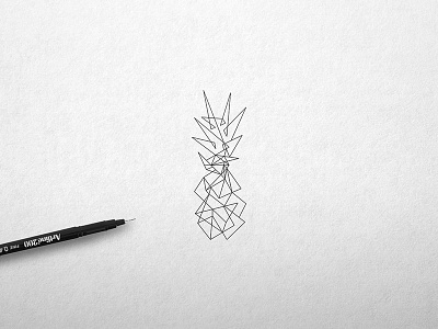 A pineapple in low poly style out of one stroke. illustration lowpoly oneline onestoke pineapple pineappledrawing pineappleillustration pineapplelogo sketch