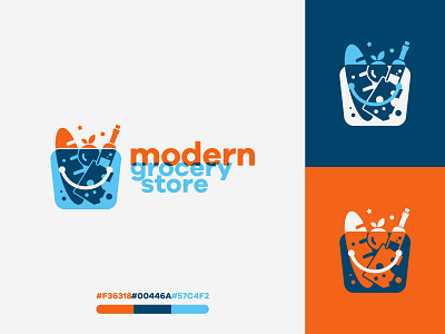 Modern Grocery store adobe illustrator branding creative design dribbbleweeklywarmup flat food grocery identity illustration logo logodesign logoinspiration logoplace material minimal overlay vector