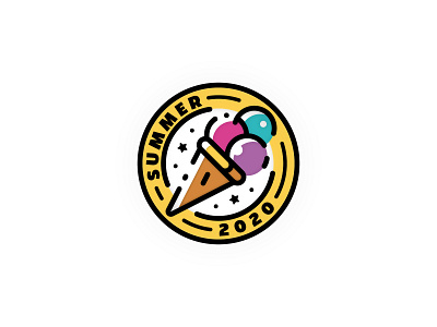 Summer 2020 2020 adobe illustrator badge design dribbbleweeklywarmup emblem food icecream illustration sticker summer vector