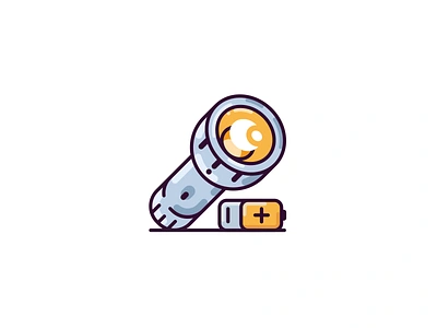 Flashlight & Battery battery design flashlight flat graphic design highlights illustration outlines shades vector vectornator