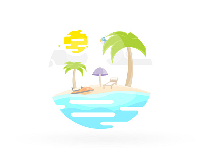 Island illustration material minimal