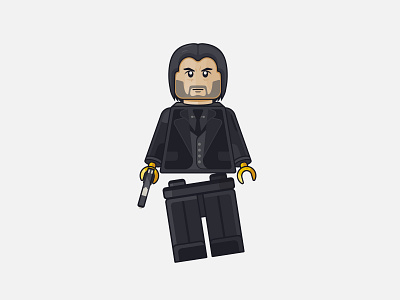 Lego figure "John Wick" adobe illustrator brick character figure gun illustration john wick keanu reeves lego suit toy weapon