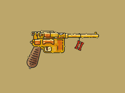 Mauser c96 with RDR II Logo adobe illustrator design game illustration logo mauser minimal pistol rdr red dead redemption weapon