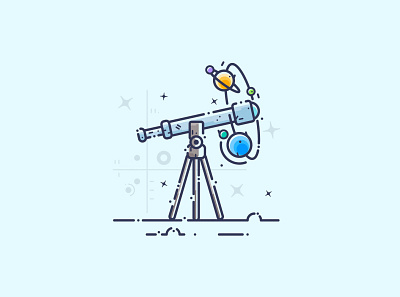 Telescope creative galaxy illustration illustrator material planets space stars telescope vector