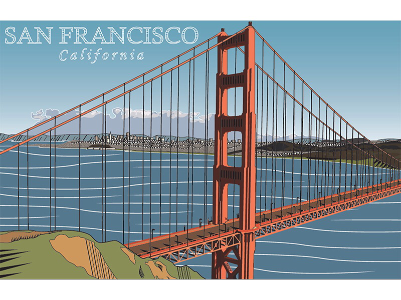 Golden Gate Bridge golden gate bridge california san francisco travel illustration vector illustrator