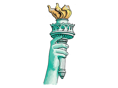 Liberty Torch commentary drawing editorial illustration pen and ink photoshop richmond