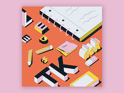 Writer's block angles block dimensional dimensional type illustration isometric isometric illustration stacked tools typogaphy typography writer
