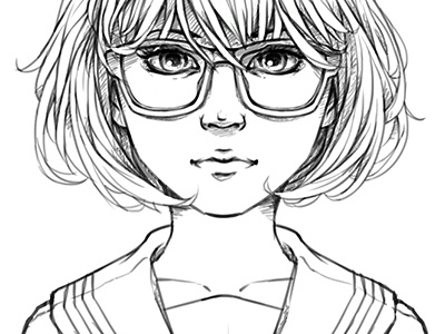 Glasses and Strawberries character drawing girl glasses illustration megane photoshop sketch