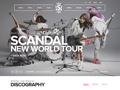Scandal Website Concept band clean concept design desktop flat japan music scandal ui web website