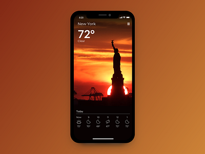 Weather App app app design application branding daily ui design flat icon minimal mobile mobile app rain sunset typography ui ux weather weather app weather forecast weather icon