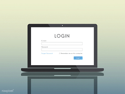 Laptop mockup with login template computer free illustration laptop login mockup simple template vector