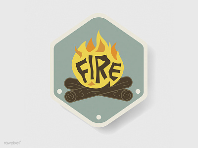 Hipster pin 3d brooch fire illustration pin scout vector