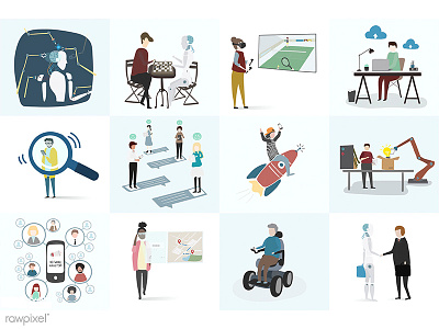 People + Technology illustration vector