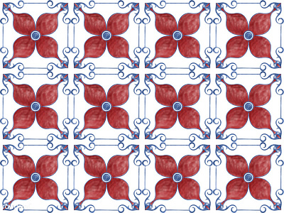 Classic Vintage Pattern : Red Flowers blue flower free illustration pattern red seamless symmetry tile vector vintage