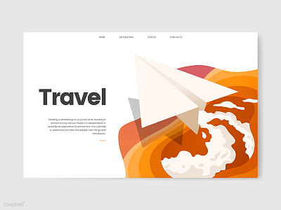 Web Template : Travel design illustration mockup orange paper rocket template ui vector web web design website