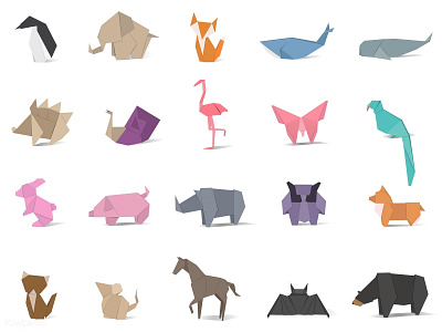 Animal Origami animal design illustration origami paper vector