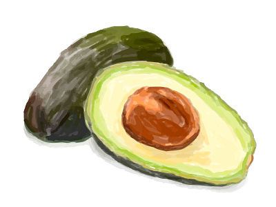 Watercolor Avocado avocado diet drawing illustration vegetable