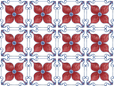 Patterns and Tiles : Red flower vector