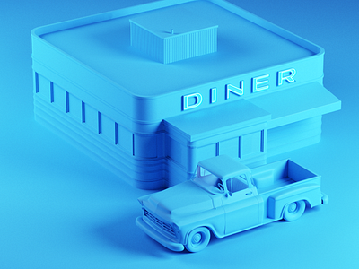 Diner 3d cinema4d illustration simple