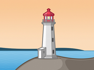 Light the Way blue canada halifax land lighthouse nova scotia ocean orange peggy red sunset