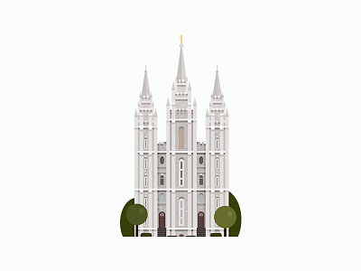 Salt Lake City Temple architecture building design flat icon illustration lds logo temple utah vector
